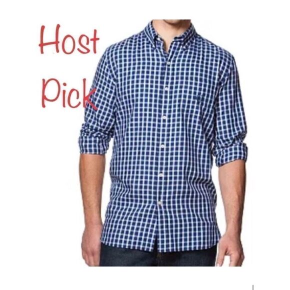 Chaps Other - Chaps by Ralph Lauren Easy Care Twill Plaid Shirt in Blue/White Men’s 2XLT